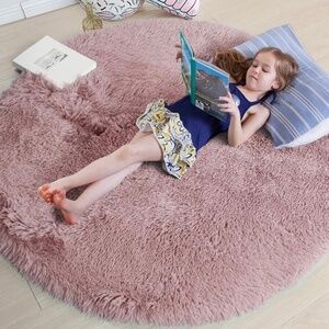 NWT 4 Ft Round Dusty Pink (mauve) Shag Rug